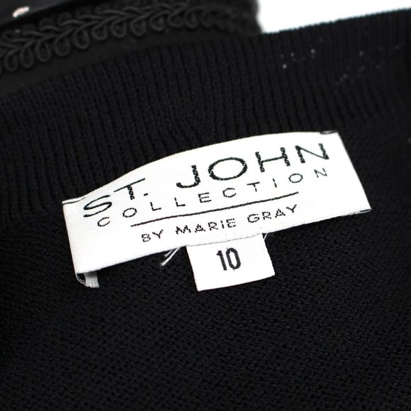 ST. JOHN Collection Black Santana Knit Button Cardigan Jacket Coat size 10 L - Picture 6 of 6